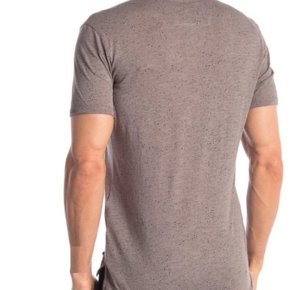 John Varvatos Henley Ink Splatter Print Shirt Greige Size Large - Picture 4 of 7